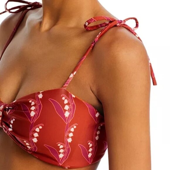 Juan De Dios San Miguel Hand Embroidered Bikini Top Sunset Wave Size XL Brown - Picture 2 of 4